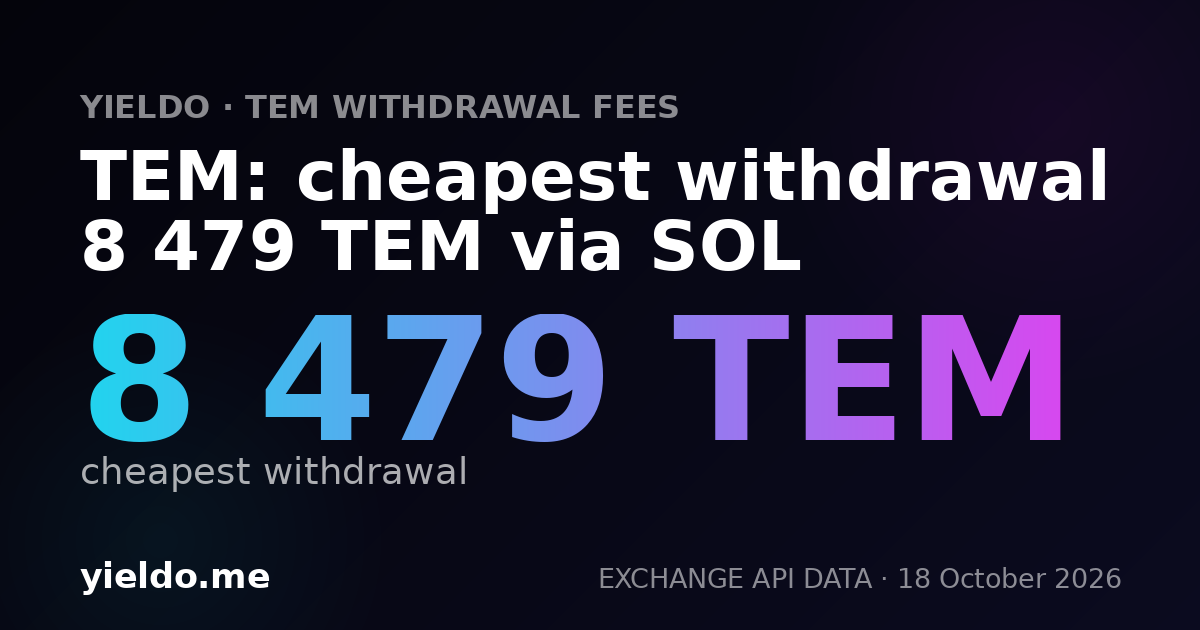 TEM: cheapest withdrawal 8 479 TEM via SOL