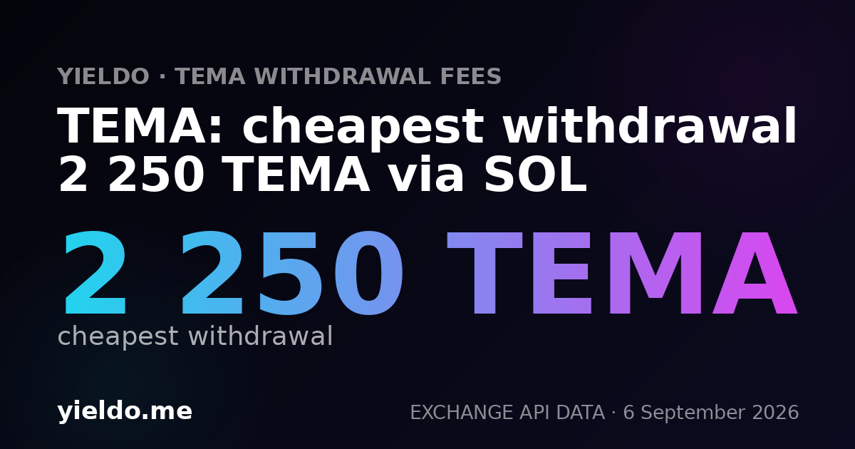 TEMA: cheapest withdrawal 2 250 TEMA via SOL