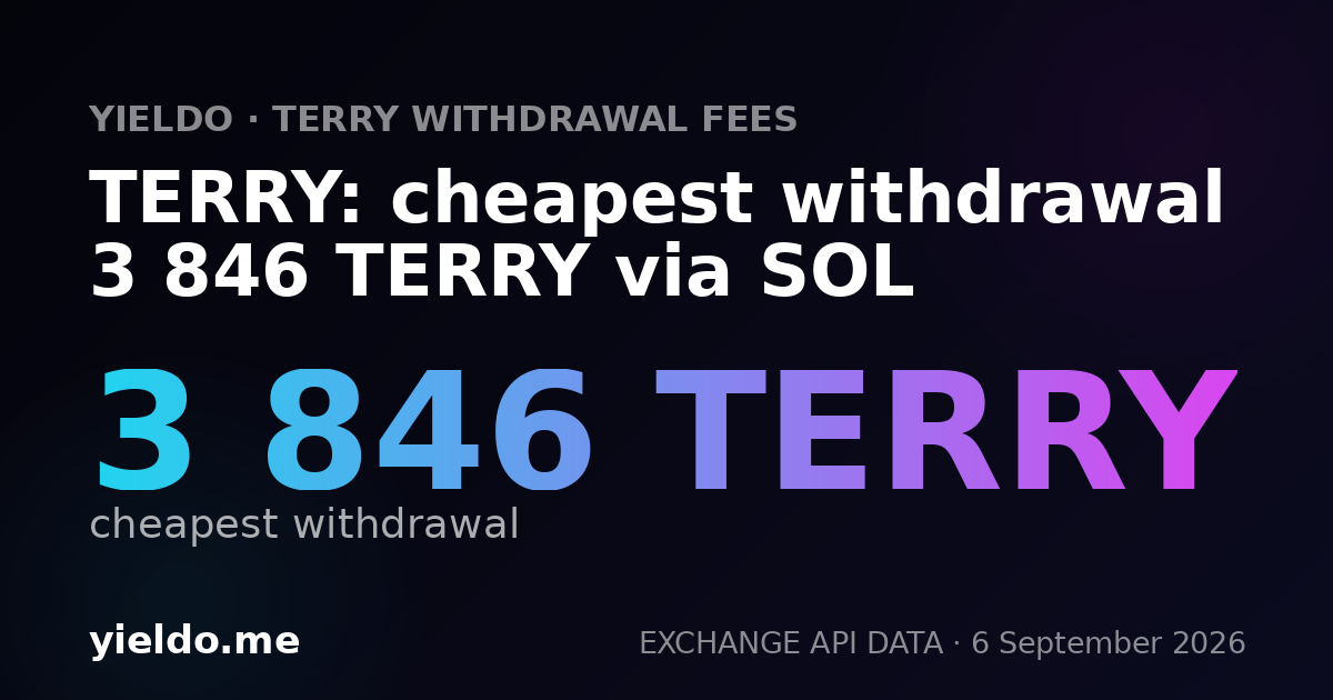 TERRY: cheapest withdrawal 3 846 TERRY via SOL