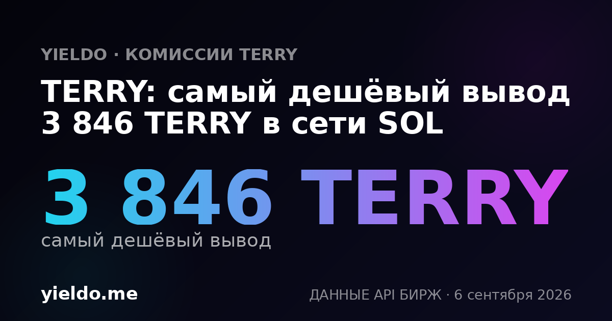 TERRY: самый дешёвый вывод 3 846 TERRY в сети SOL