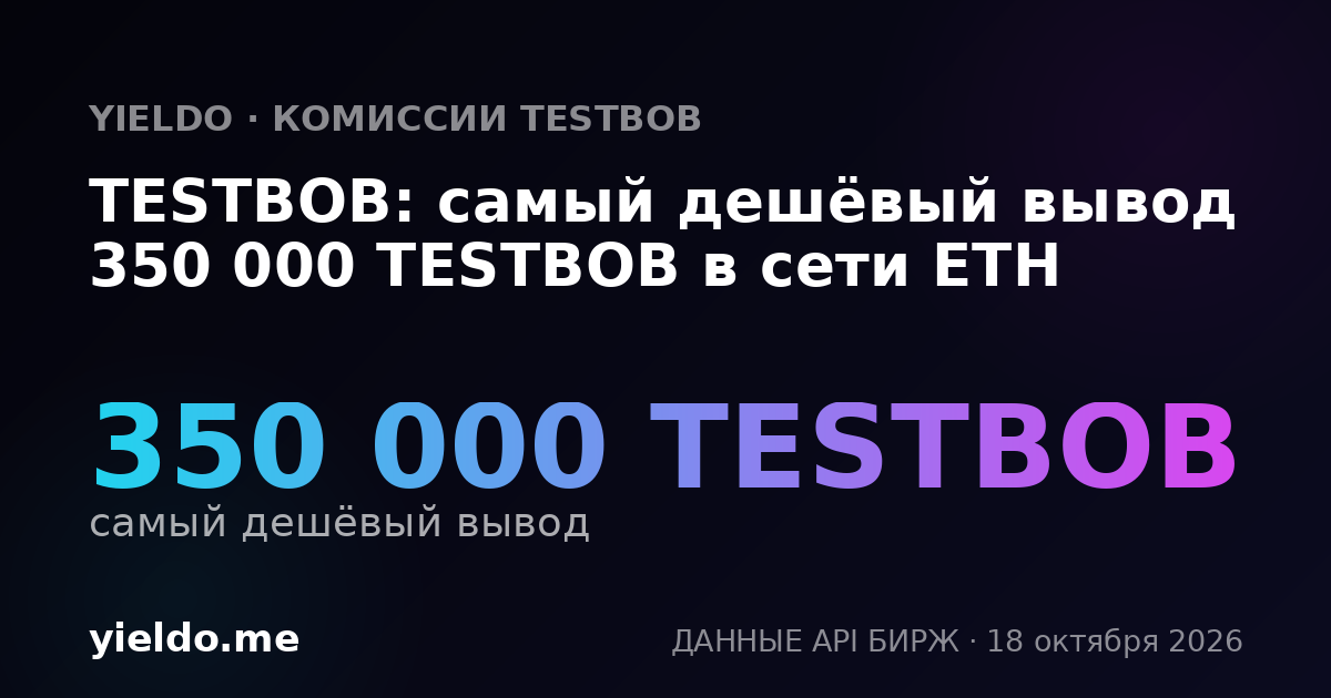 TESTBOB: самый дешёвый вывод 350 000 TESTBOB в сети ETH