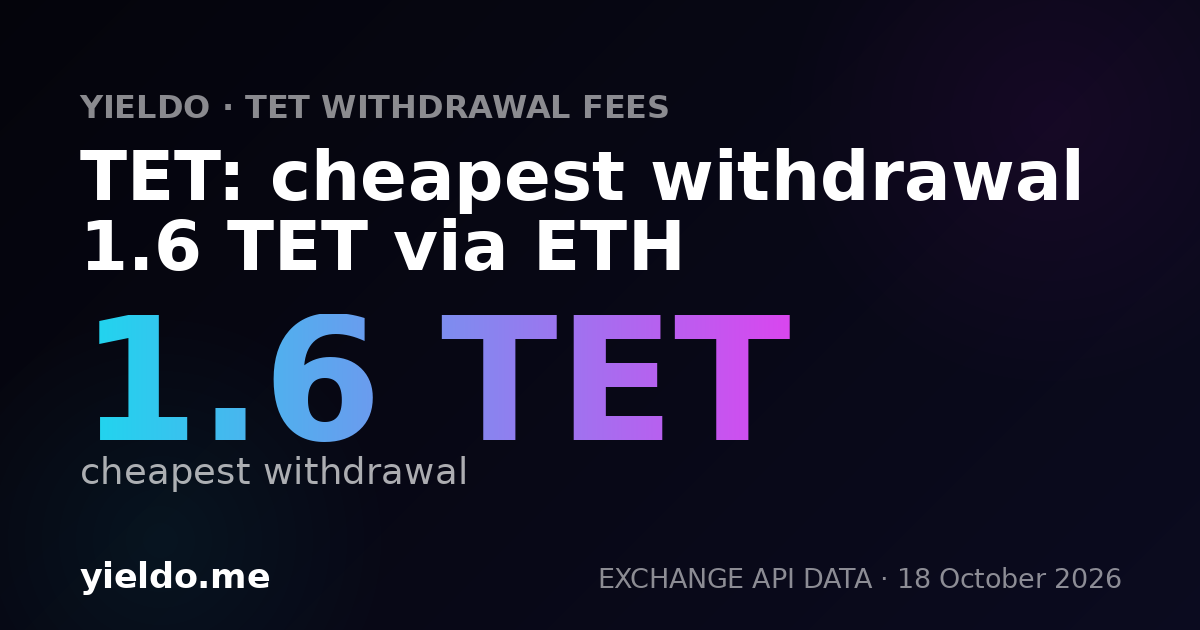 TET: cheapest withdrawal 1.6 TET via ETH