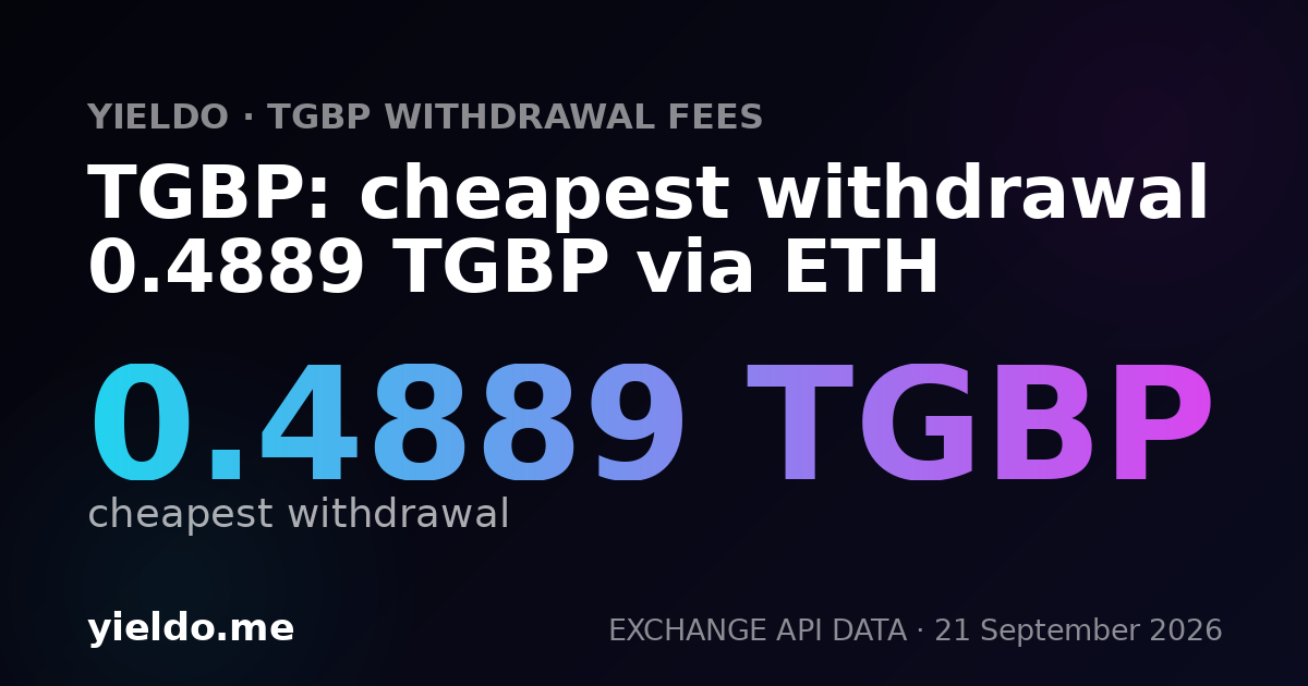 TGBP: cheapest withdrawal 0.4917 TGBP via ETH