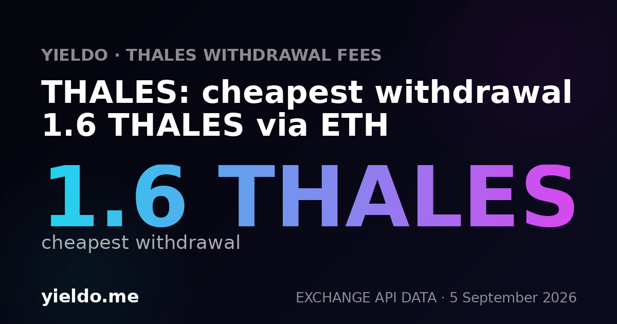 THALES: cheapest withdrawal 1.6 THALES via ETH
