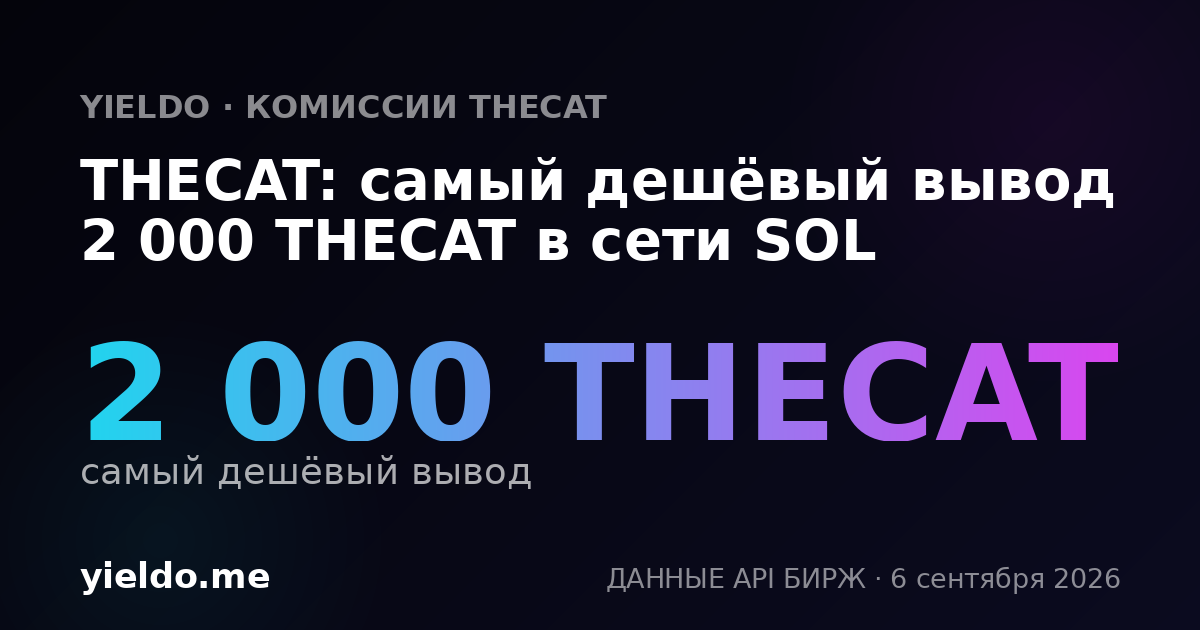 THECAT: самый дешёвый вывод 2 000 THECAT в сети SOL