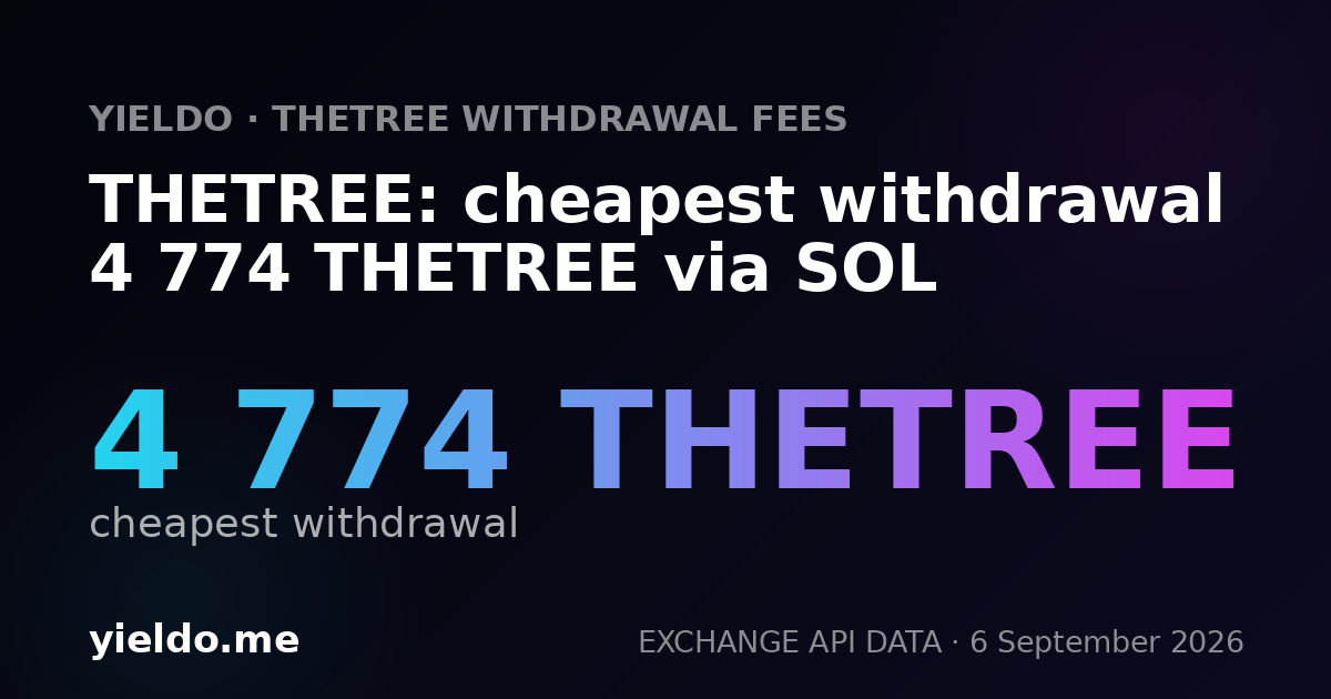 THETREE: cheapest withdrawal 4 774 THETREE via SOL