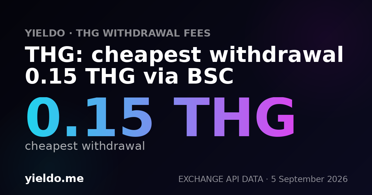 THG: cheapest withdrawal 0.15 THG via BSC