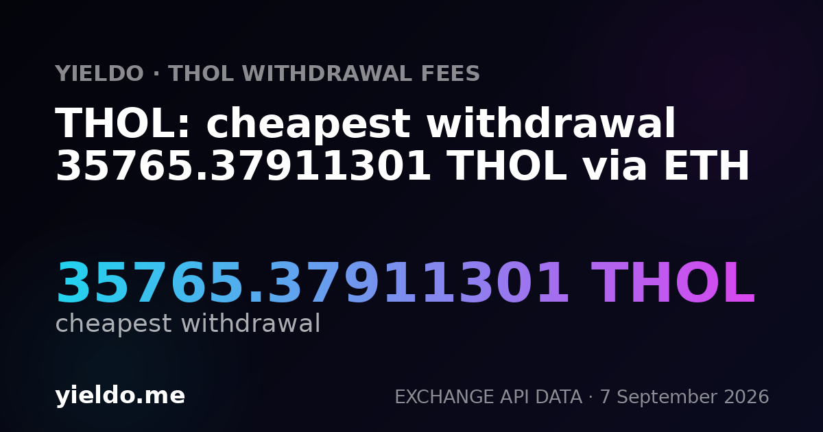 THOL: cheapest withdrawal 35765.37911301 THOL via ETH