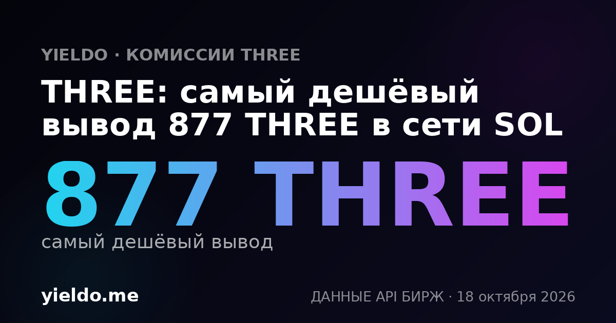 THREE: самый дешёвый вывод 877 THREE в сети SOL