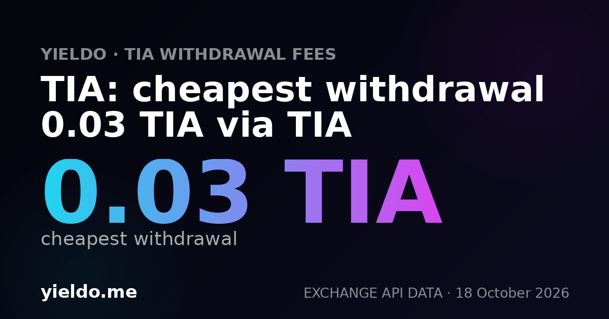 TIA: cheapest withdrawal 0.03 TIA via TIA