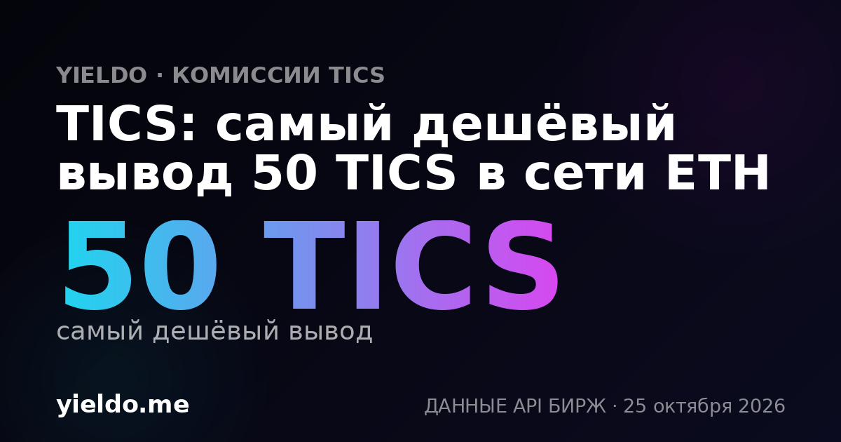 TICS: самый дешёвый вывод 50 TICS в сети ETH
