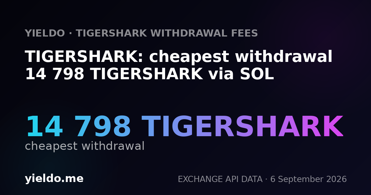 TIGERSHARK: cheapest withdrawal 14 798 TIGERSHARK via SOL