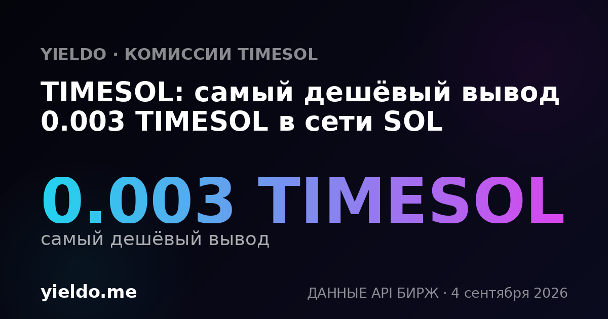 TIMESOL: самый дешёвый вывод 0.003 TIMESOL в сети SOL