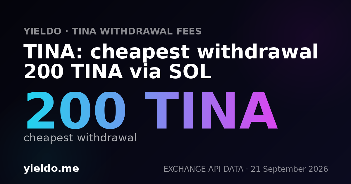 TINA: cheapest withdrawal 200 TINA via SOL