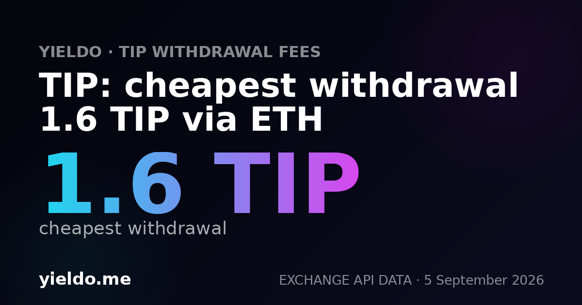 TIP: cheapest withdrawal 1.6 TIP via ETH