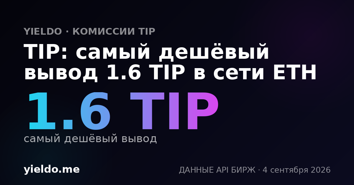 TIP: самый дешёвый вывод 1.6 TIP в сети ETH