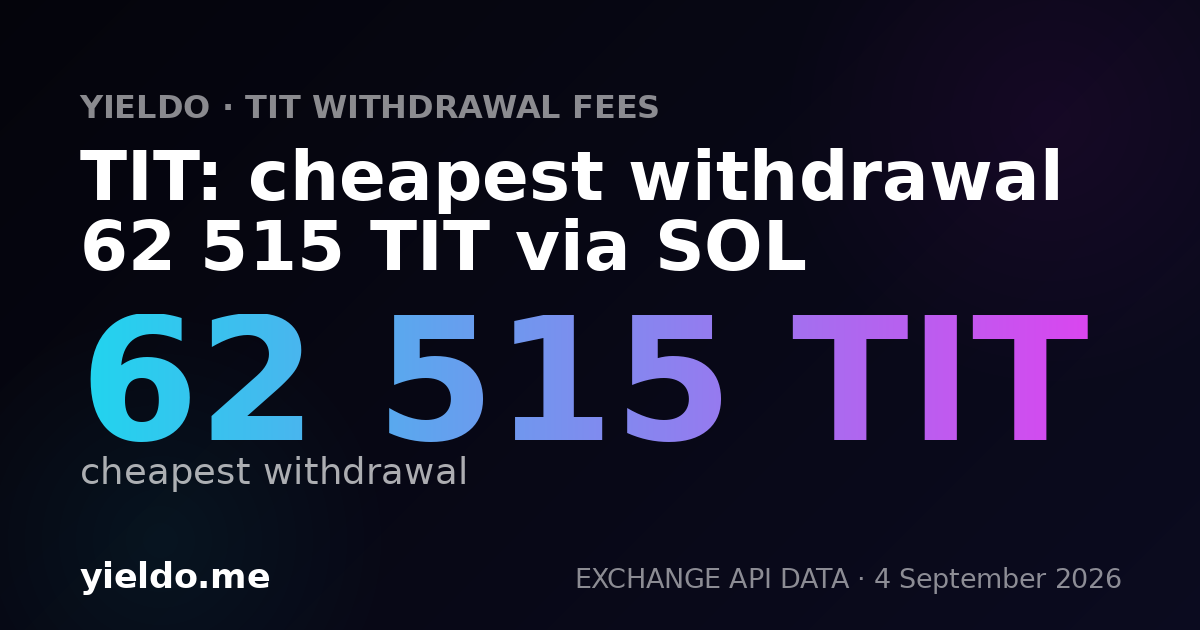 TIT: cheapest withdrawal 62 515 TIT via SOL