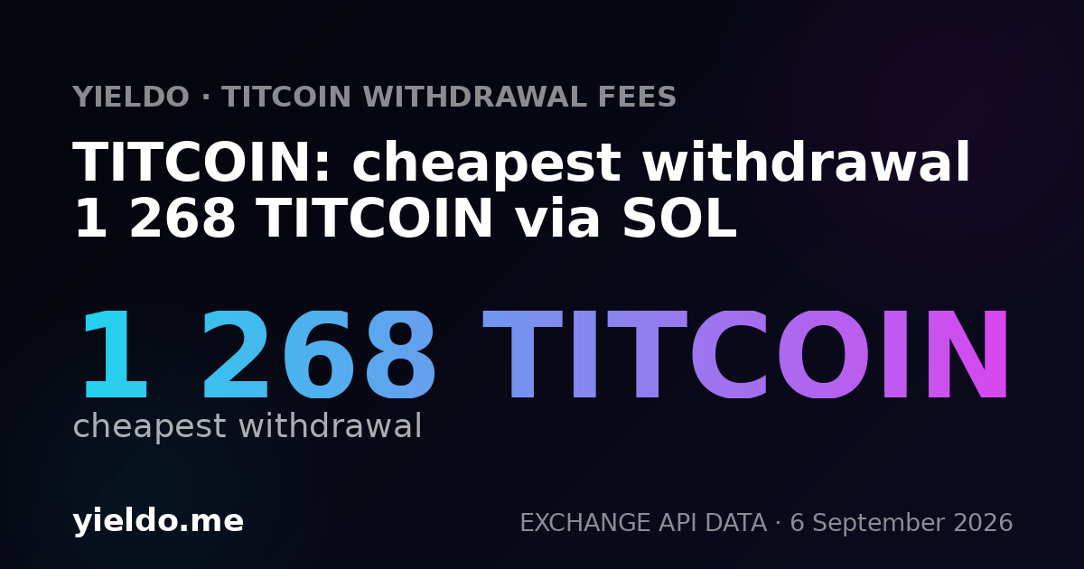TITCOIN: cheapest withdrawal 1 268 TITCOIN via SOL