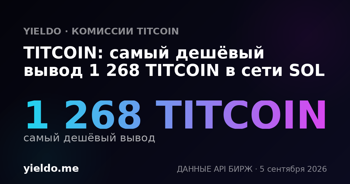 TITCOIN: самый дешёвый вывод 1 268 TITCOIN в сети SOL