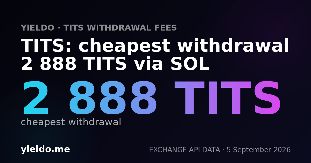 TITS: cheapest withdrawal 2 888 TITS via SOL
