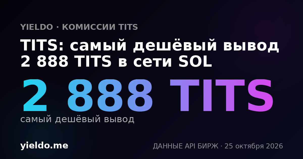 TITS: самый дешёвый вывод 2 888 TITS в сети SOL