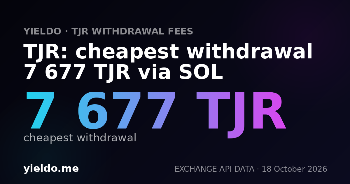 TJR: cheapest withdrawal 7 677 TJR via SOL