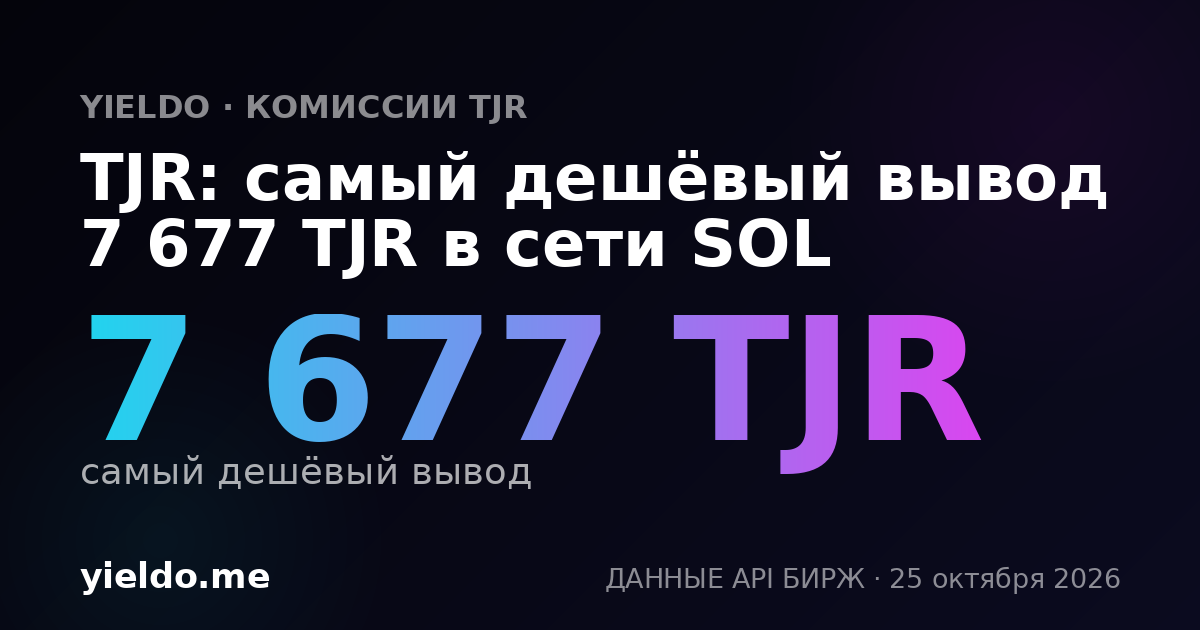 TJR: самый дешёвый вывод 7 677 TJR в сети SOL