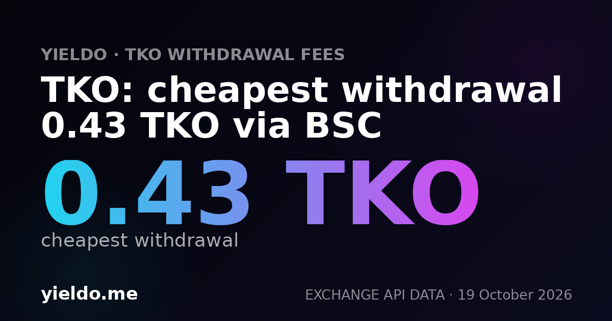 TKO: cheapest withdrawal 0.43 TKO via BSC