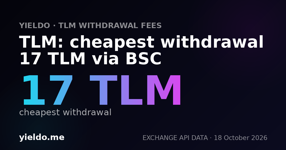 TLM: cheapest withdrawal 17 TLM via BSC