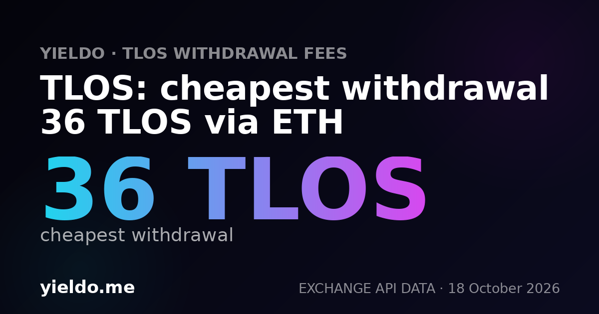 TLOS: cheapest withdrawal 36 TLOS via ETH