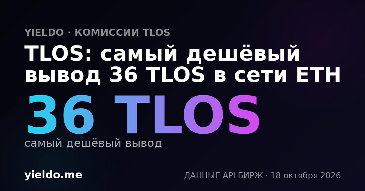 TLOS: самый дешёвый вывод 36 TLOS в сети ETH