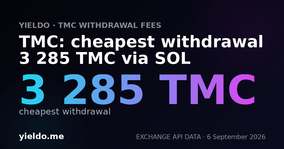TMC: cheapest withdrawal 3 285 TMC via SOL