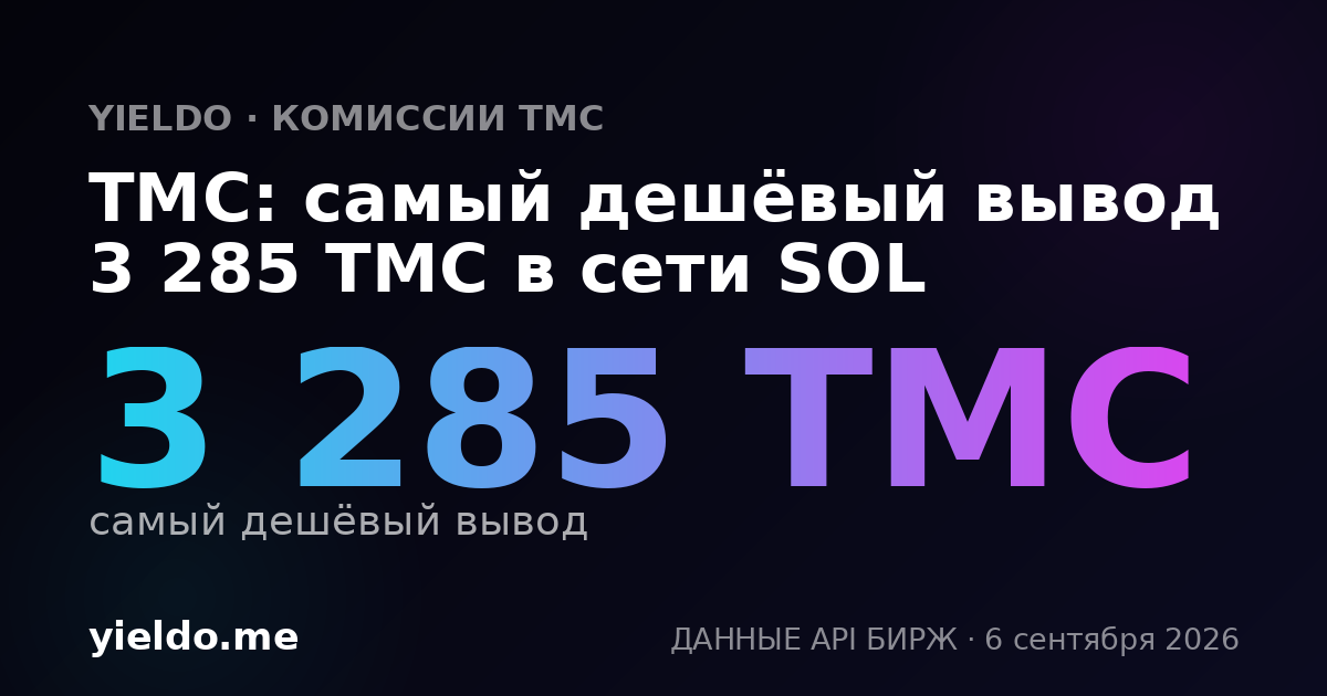 TMC: самый дешёвый вывод 3 285 TMC в сети SOL