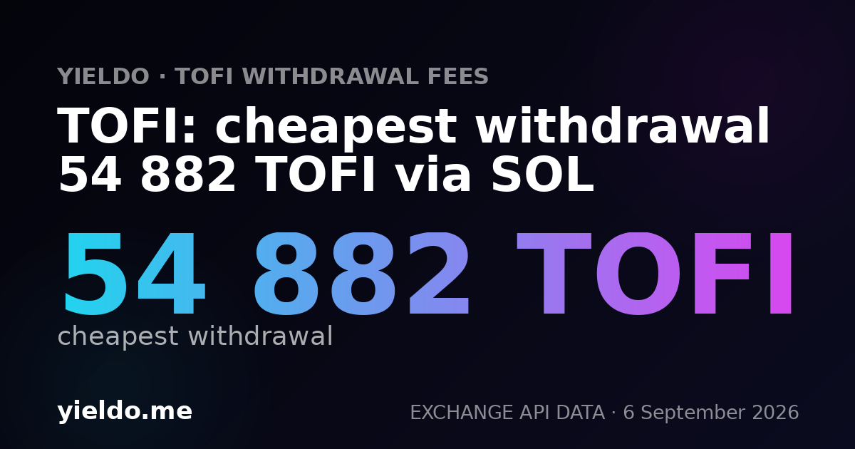 TOFI: cheapest withdrawal 54 882 TOFI via SOL