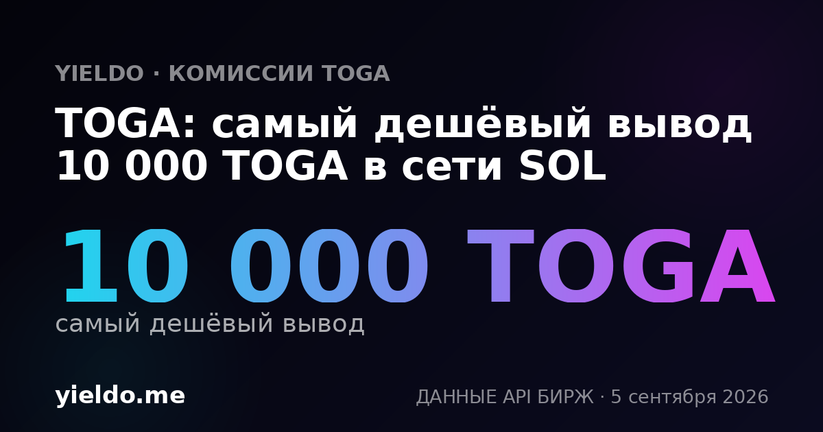 TOGA: самый дешёвый вывод 10 000 TOGA в сети SOL