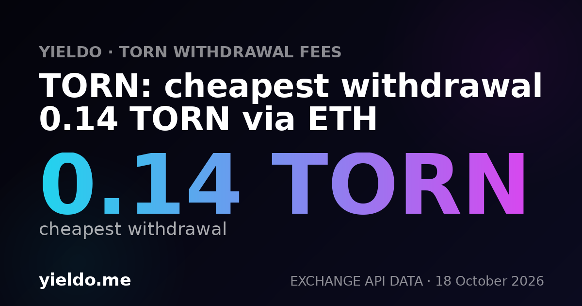 TORN: cheapest withdrawal 0.14 TORN via ETH