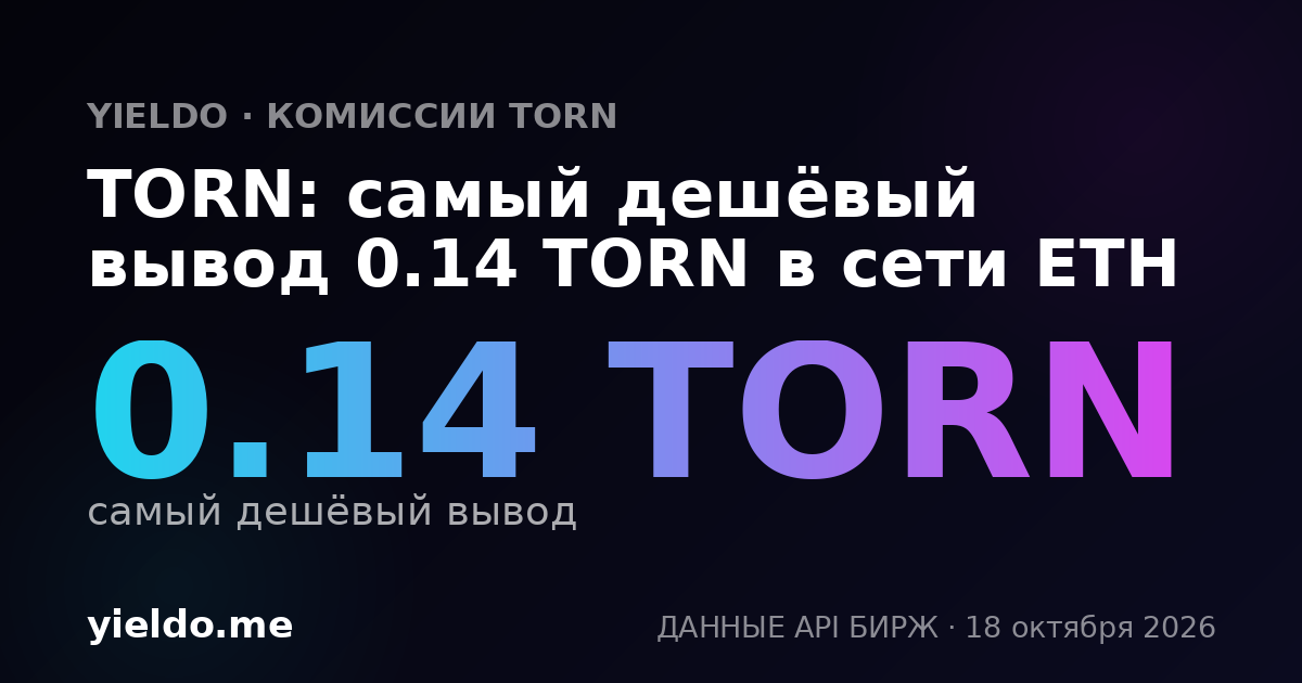 TORN: самый дешёвый вывод 0.14 TORN в сети ETH