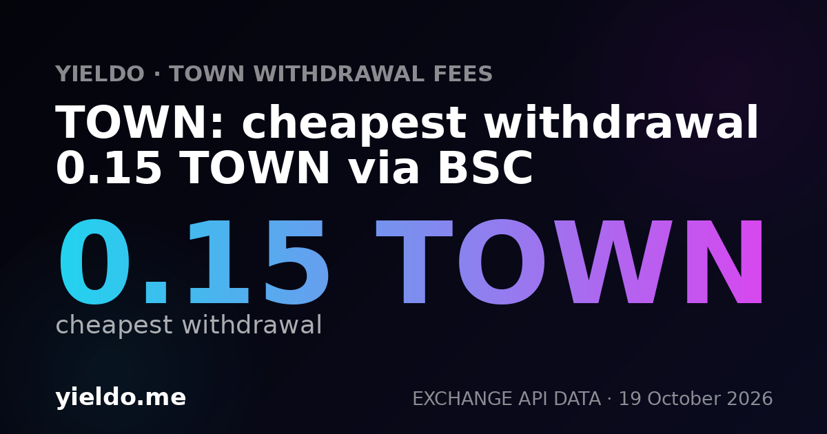 TOWN: cheapest withdrawal 0.15 TOWN via BSC