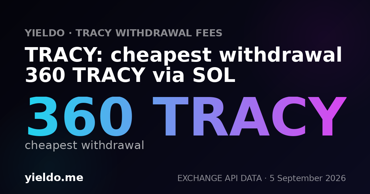 TRACY: cheapest withdrawal 360 TRACY via SOL