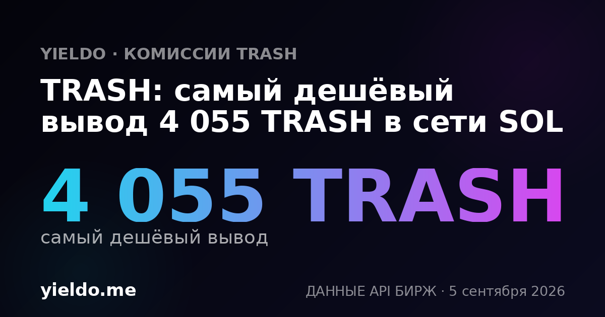 TRASH: самый дешёвый вывод 4 055 TRASH в сети SOL