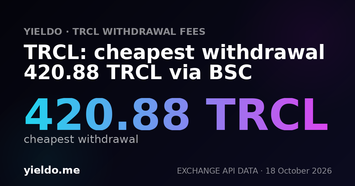 TRCL: cheapest withdrawal 420.88 TRCL via BSC
