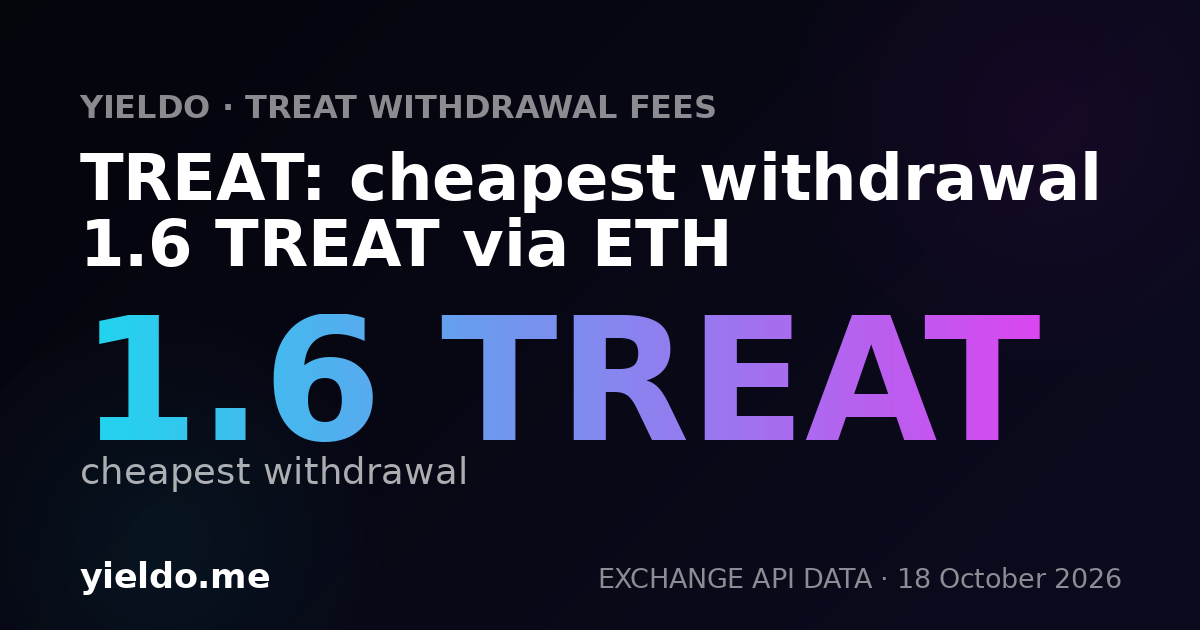 TREAT: cheapest withdrawal 1.6 TREAT via ETH