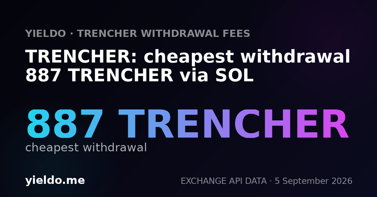 TRENCHER: cheapest withdrawal 887 TRENCHER via SOL