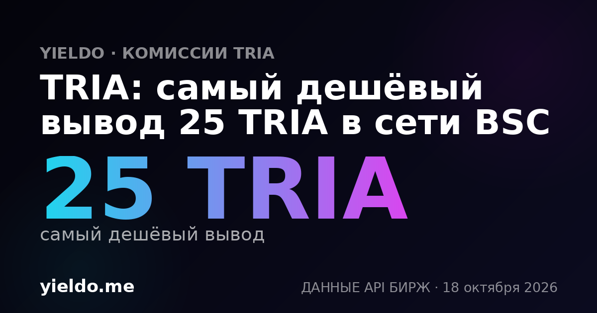 TRIA: самый дешёвый вывод 25 TRIA в сети BSC