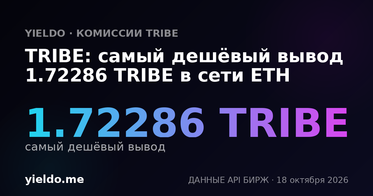 TRIBE: самый дешёвый вывод 1.71888 TRIBE в сети ETH
