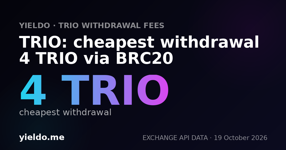 TRIO: cheapest withdrawal 4 TRIO via BRC20