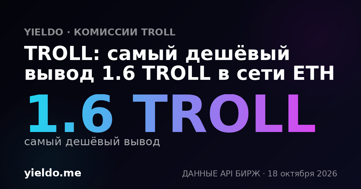 TROLL: самый дешёвый вывод 1.6 TROLL в сети ETH