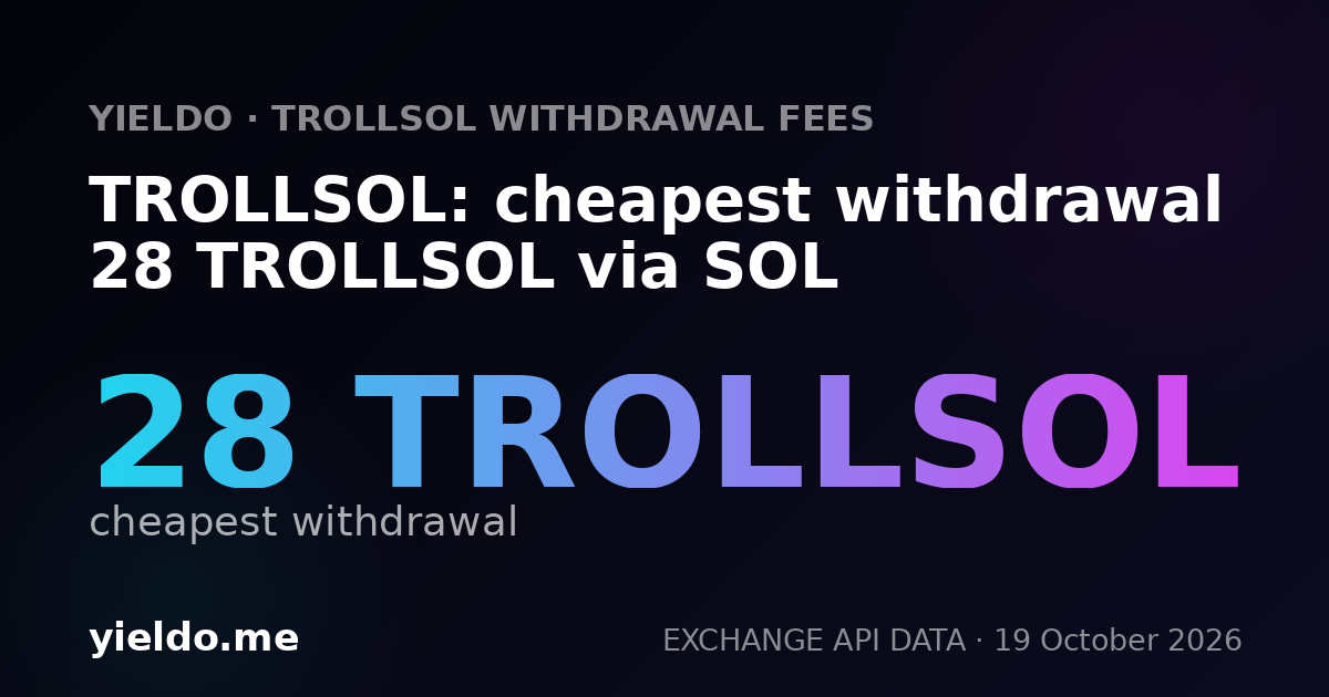 TROLLSOL: cheapest withdrawal 28 TROLLSOL via SOL
