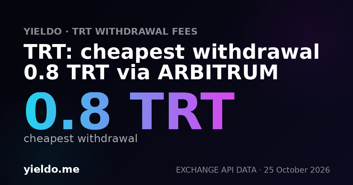 TRT: cheapest withdrawal 0.8 TRT via ARBITRUM