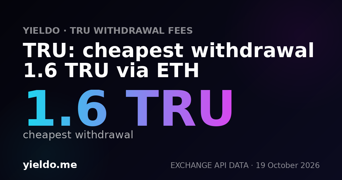 TRU: cheapest withdrawal 1.6 TRU via ETH